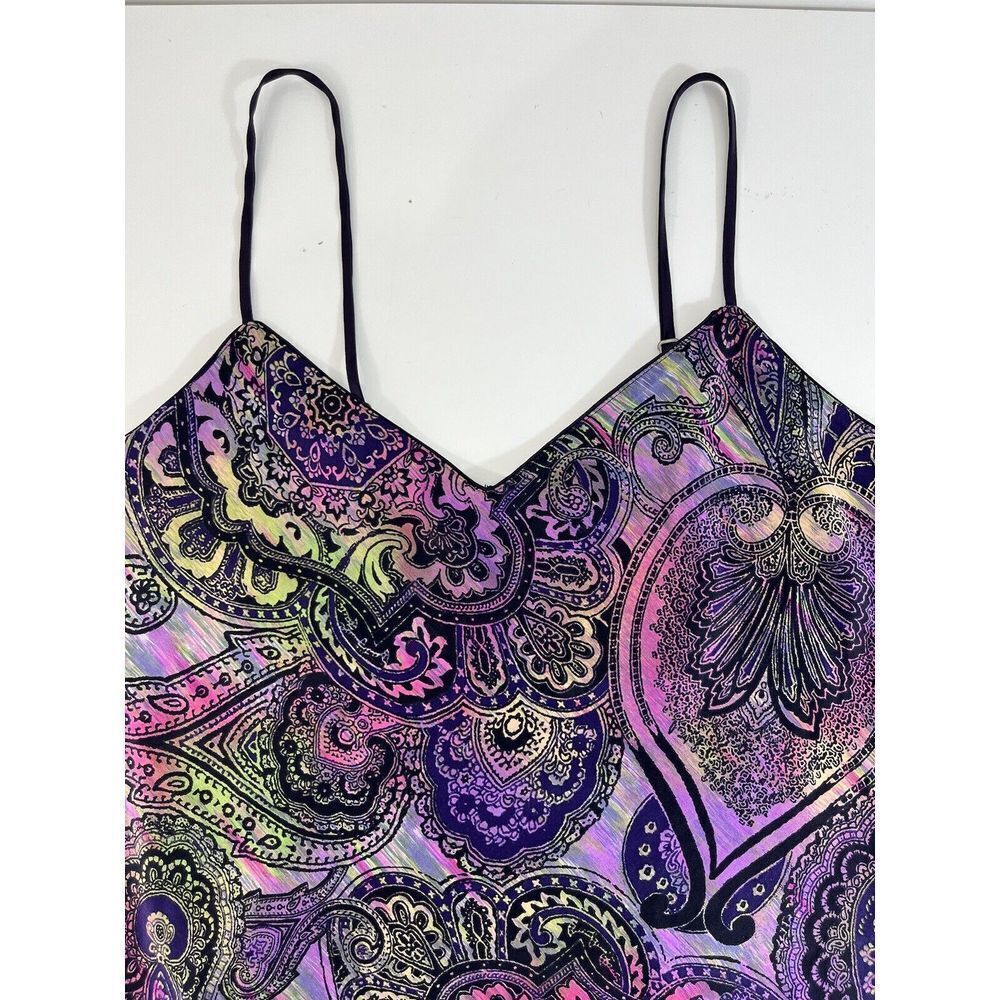Natori Y2K Slip Dress Med Fairy Whimsigoth Paisley‎ Romantic Velvet Purple Indie
